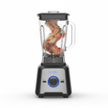 High-speed countertop blender with clear jar and black base on white background