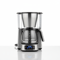 12-cup programmable drip coffee maker with glass carafe on white background